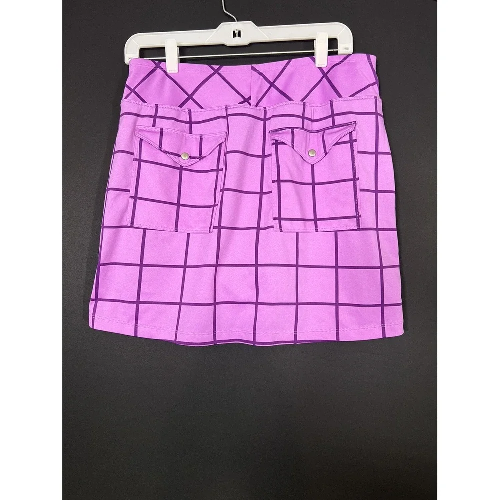 Jofit‎ Golf Skort Womens Large Purple Window Pane Stretch Inner Shorts Pockets